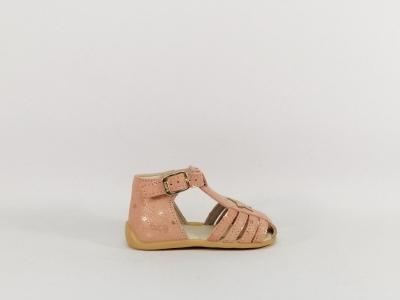 Chaussure bebe fille été premiers pas arrière fermé destockage BOPY poutchi cuir rose