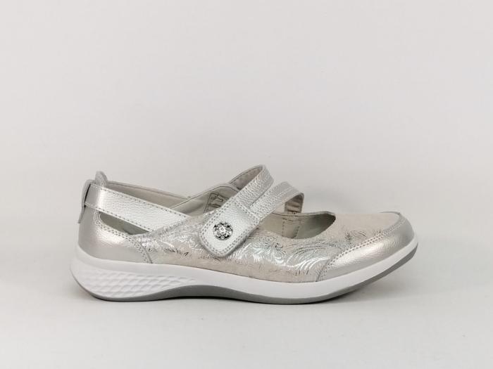 Chaussure été femme confortable babies cuir souple argent SWEET'R mapy