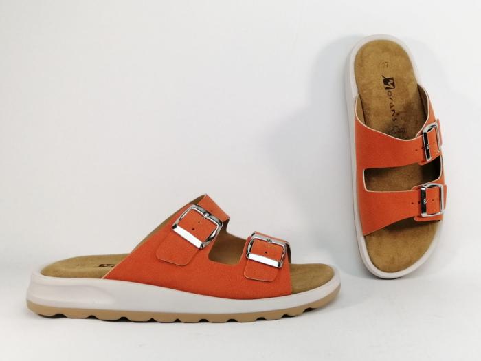 Mule femme confort orange originale semelle cuir MORAN'S pamie à pas cher