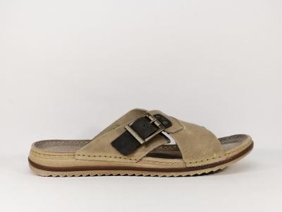Mule confortable tout cuir gris MORAN'S Perrex pour homme