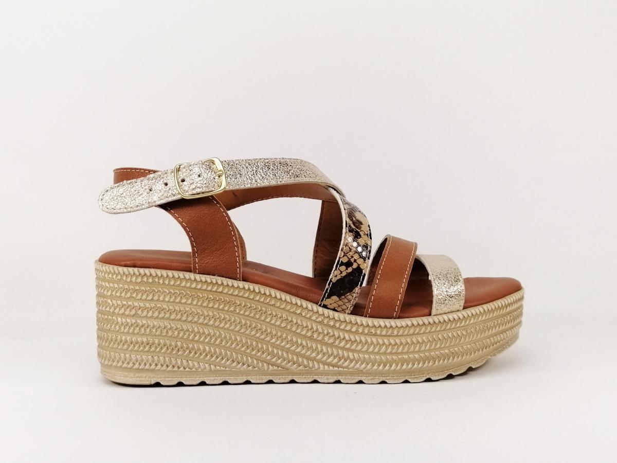 sandale compensee cuir
