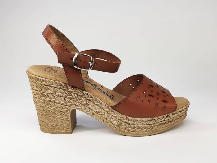 Sandale cuir camel à talon tendance et confort JORDANA 3350 pour femme