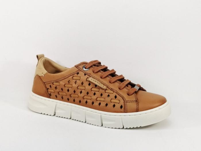 Basket femme cuir souple camel en destockage CARMELA 68568