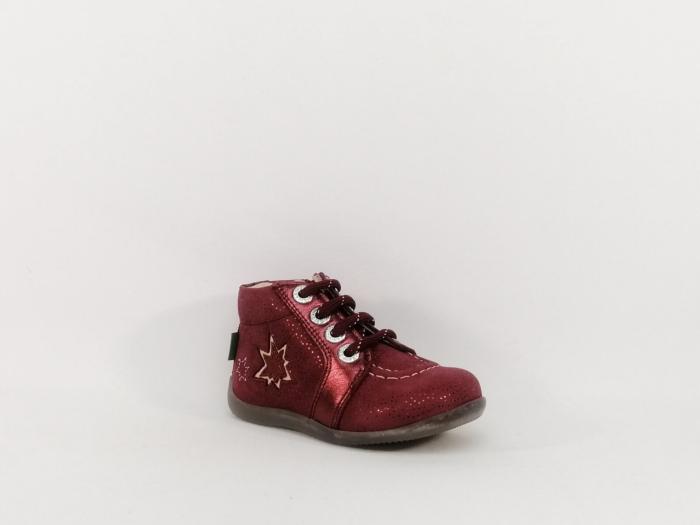 Basket montante KICKERS be power cuir bordeaux destockage fillette