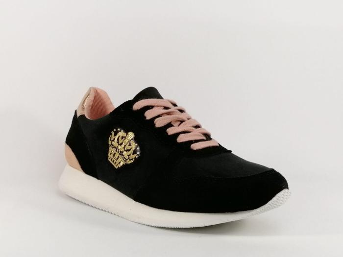 Basket cuir noir destockage TROPEZIENNES college pour femme