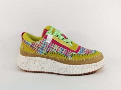 Baskets colorées originales femme destockage XTi 143902 vert à pas cher semelle confort