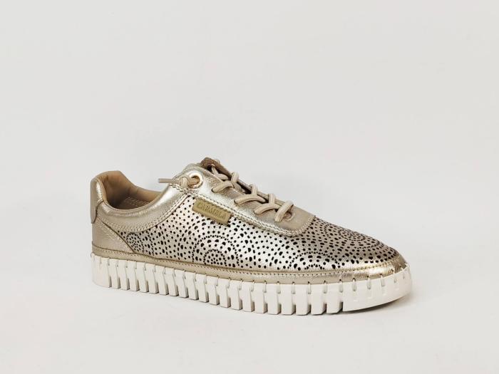 Baskets sans lacets femme cuir or très souple chic et confortable destockage CARMELA 162327