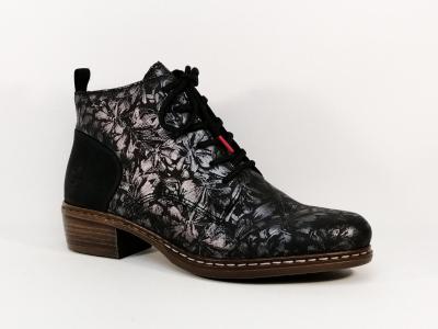 Bottine chic et originale  lacets RIEKER Y0830 petit talon confortable femme
