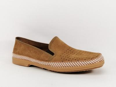 Chaussure homme sans lacet cuir camel souple SOCA 0011 à pas cher