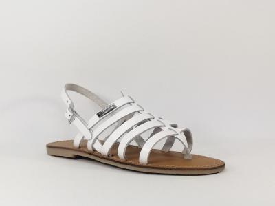 Sandale tout cuir blanc destockage TROPEZIENNES Herilo pour femme