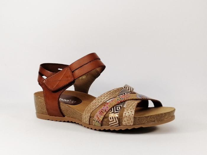 Sandale compensée en cuir fabriquée en Espagne JORDANA 2959 femme