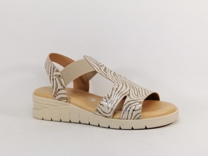 Sandale femme compensée cuir or chic confortable semelle mémoire de forme VALERIA'S 2032