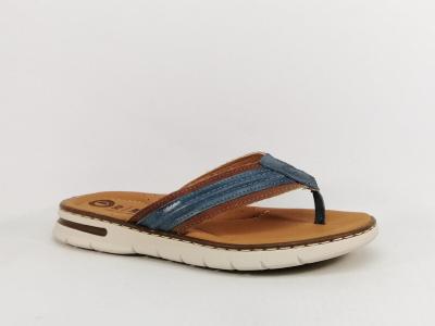 Tong homme cuir confortable ORLAND 25002 jean camel Fabrication Portugal à pas cher