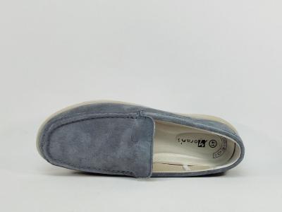Mocassins cuir homme très souples confortables gris bleu MORAN'S varopi