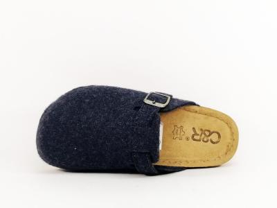 Sabot femme feutre recyclé bleu marine CHIC & RELAX mozina semelle cuir confortable