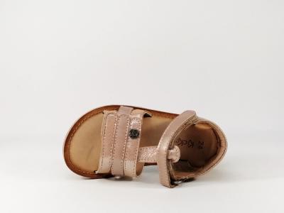 Sandale cuir rose à velcro en destockage KICKERS Diams fille bébé