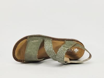 Sandales vertes femme RIEKER V2862 confortable tendance semelle anti stress et velcro