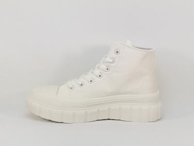 Basket montante femme toile blanche vegan destockage REFRESH 170090