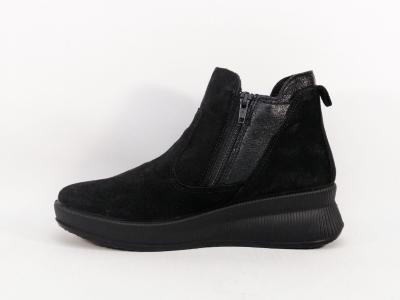 Bottines noires femme cuir souple nubuck confortables et chic en destockage IMAC 456511