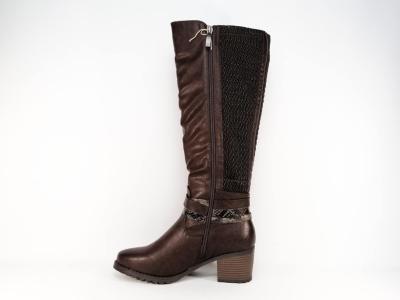 Botte simili cuir marron élastiques destockage RELIFE Gycleo 19801B femme