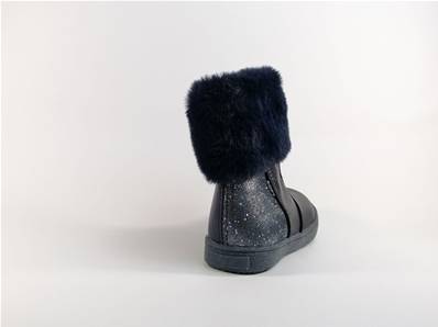 Bottine fourrée en cuir bleu marine BOPY Bilki pour fillette