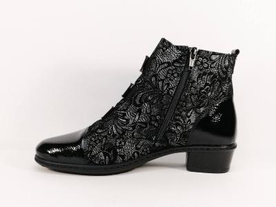 Bottine noire chic et originale à talon RIEKER Y07C9 pour femme