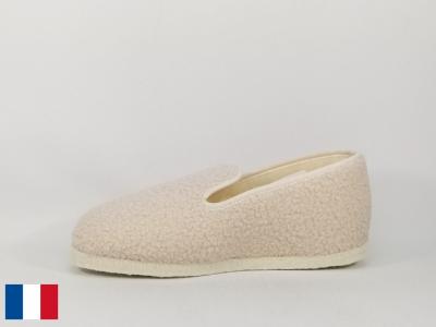 Charentaise femme made in France semelle feutre confort fourrée laine BOSSI charente blanc cassé