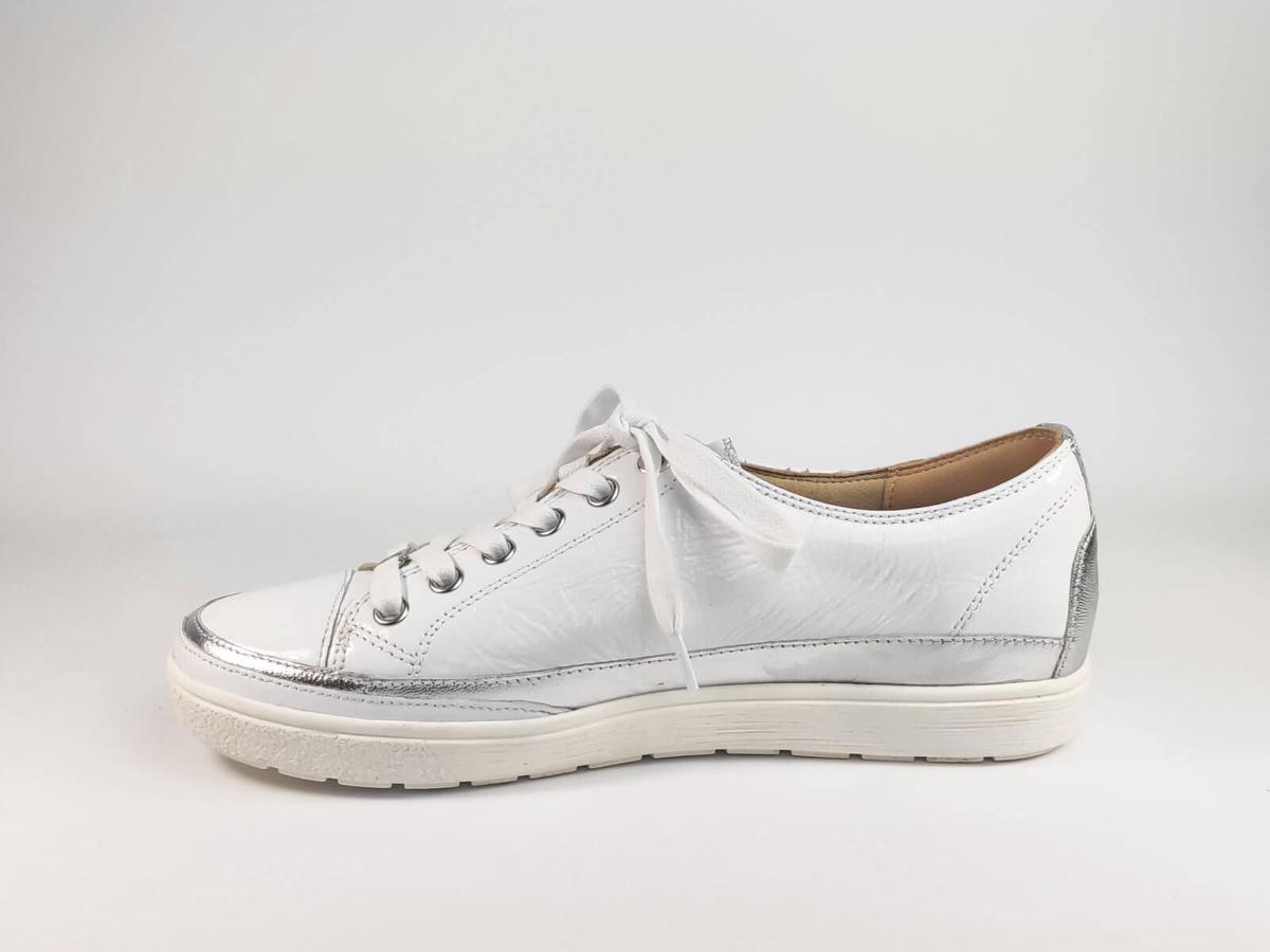 Basket de ville en cuir blanc vernis CAPRICE pour femme Pointureplus