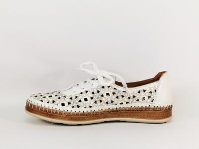 Chaussure femme cuir très souple ajouré originale et confortable MORAN'S genia blanche