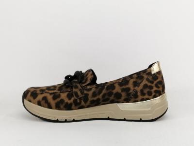 Mocassin leopard femme grand confort RIEKER 58944 semelle moelleuse