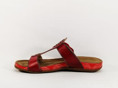 Mule originale en cuir rouge destockage LISE HILTON 1807-5 femme