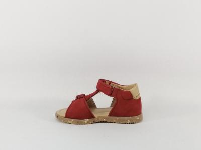 Nu pied bebe garçon cuir rouge destockage BOPY rafin avec scratch