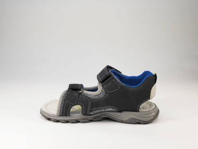 Nu-pied gris marine à scratch semelle cuir SK8 by BOPY Tchonfi pour garçons