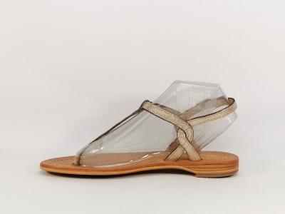 Sandale femme chic avec entre-doigt destockage TROPEZIENNES billy cuir or