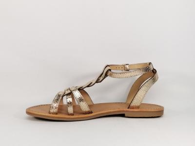 Sandale femme TROPEZIENNES à pas cher en destockage hamsuni chic en cuir or