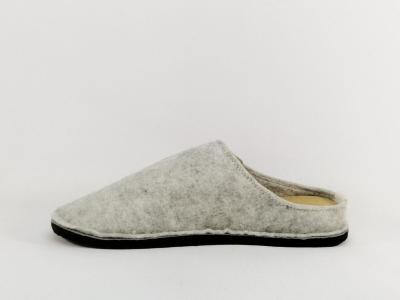 Chausson femme souple confortable semelle cuir à pas cher SOFTRELAX SUPREMO 8420930002 gris