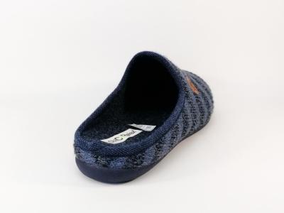 Chausson mule homme en laine bleue à pas cher CHIC & RELAX Biblio