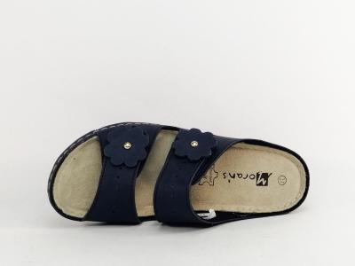 Mule femme compensée grand confort pieds sensibles larges marine MORAN'S passoa velcro