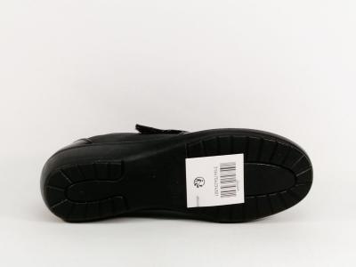 Chaussure femme pieds sensibles confortable à velcro semelle cuir SWEET'R damila noir à pas cher