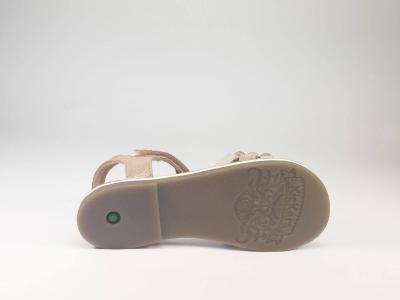 Sandale en cuir rose à scratch en destockage KICKERS Diamanto pour fillette