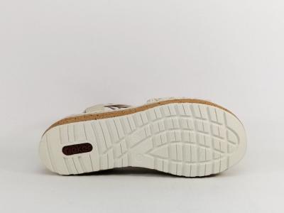 Sandale femme pied large chic semelle confortable RIEKER 62741 beige à élastiques