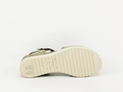 Sandale femme TAMARIS 28118 chic et confort compensée vert sauge à scratch - VEGAN