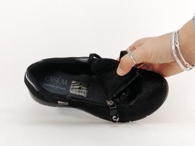 Chaussure confort femme pied large et sensible cuir noir souple destockage IMAC 656166