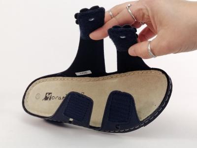 Mule femme compensée grand confort pieds sensibles larges marine MORAN'S passoa velcro