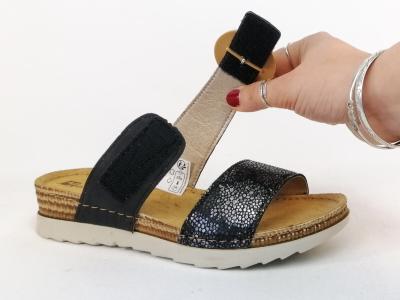 Mule noire femme chic confortable semelle cuir à pas cher MORAN'S agate