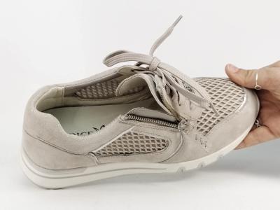 Basket pieds larges femme grand confort CAPRICE 23706 cuir gris largeur h