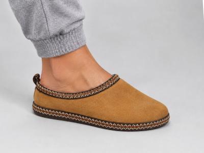 Chaussons chauds femme confortables semelle amovible camel tendance CHIC & RELAX raclabo