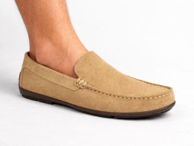 Mocassins homme daim cuir souple beige confortable et chic ORLAND 2022 arena