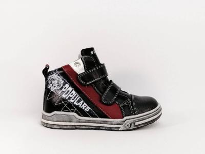 Basket montante à scratch simili cuir noir STAR pour garçons