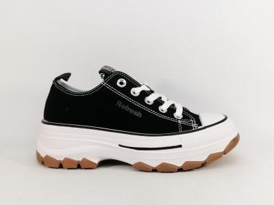 Basket noire femme tendance semelle épaisse confortable destockage REFRESH 171920 tendance à pas cher
